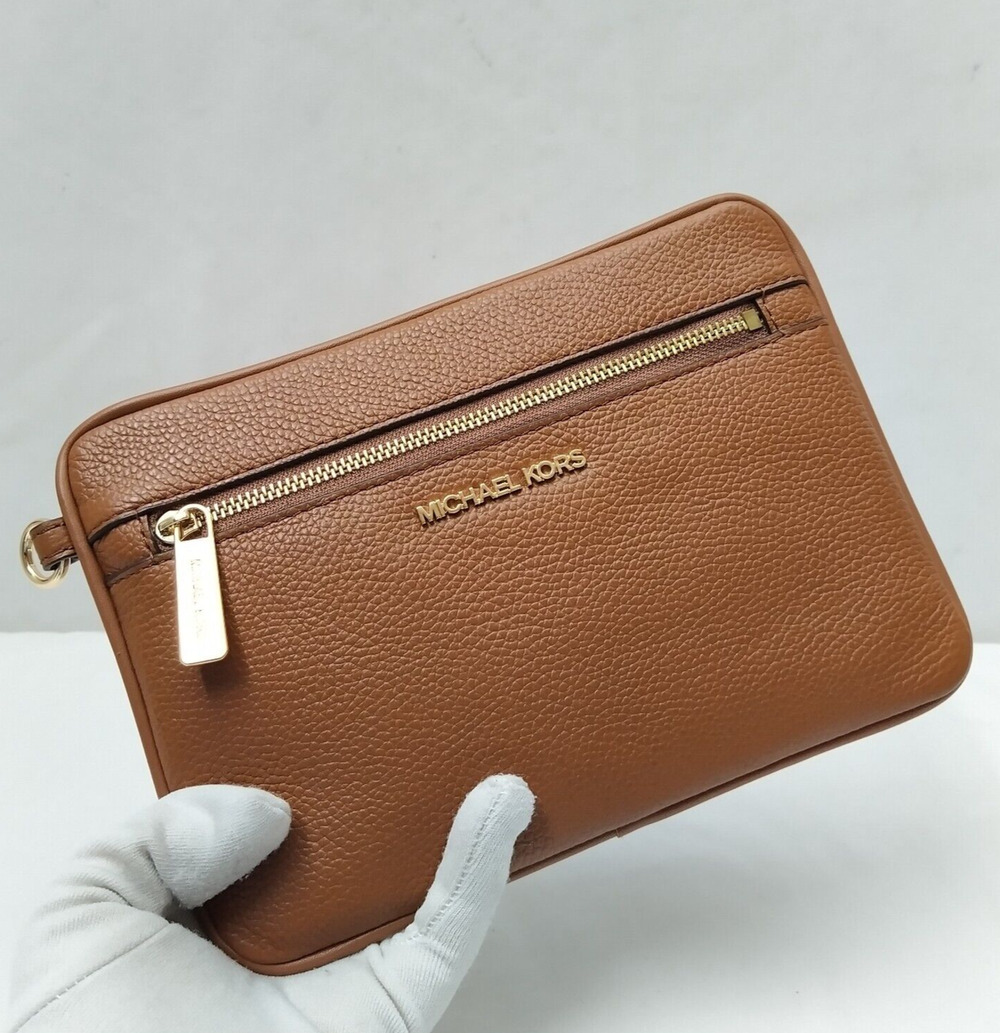 Michael Kors Brown Pebbled Leather Zipper Closure Wallet